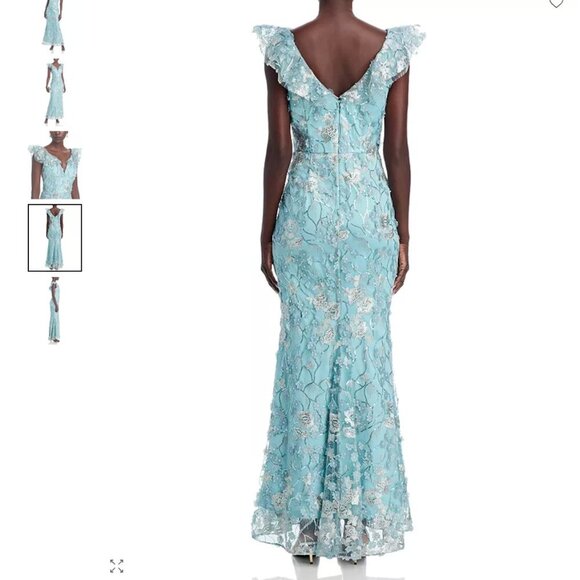 NWT Eliza J V-Neck 3D Flower Sleeveless Gown in Sage Size 14 - Picture 3 of 6